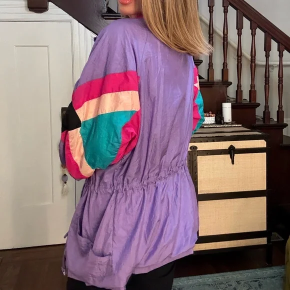 Colorful 90’s Women's Windbreaker Jacket - Picture 2 of 6
